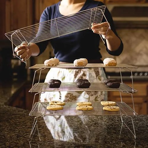 4Tier Stackable 15″ x 10″ inch Cooling Rack for Baking, Cooking