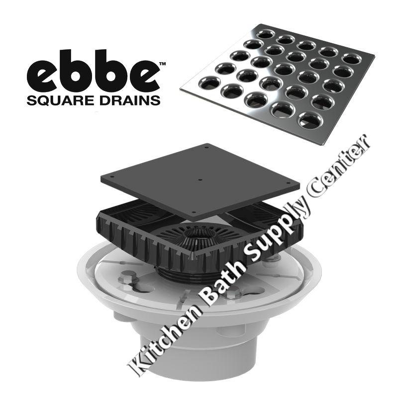 Ebbe Shower Floor Drain Complete Kit Flange Riser Grate