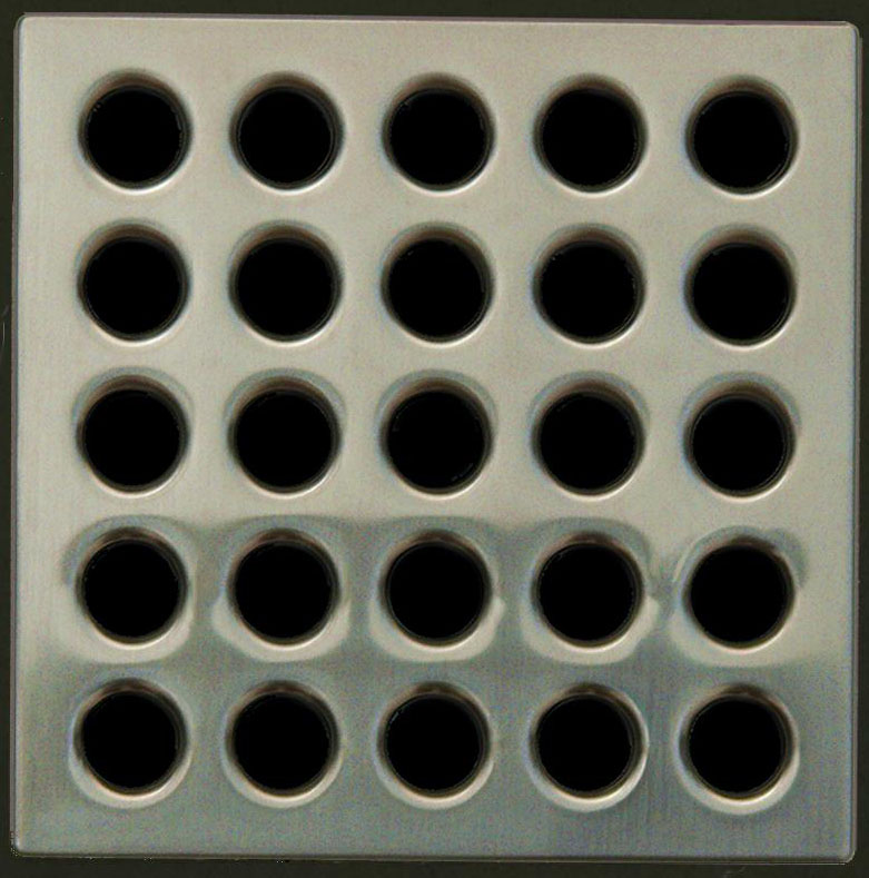 Ebbe Shower Floor Drain, Square Metal Grate Cover