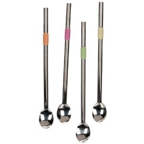 Straw Spoons Stainless Steel set of 4
