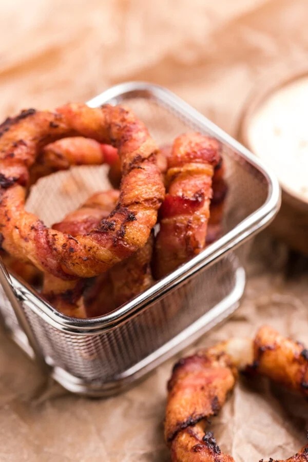 Air Fryer Bacon Wrapped Onion Rings Kitchen Divas