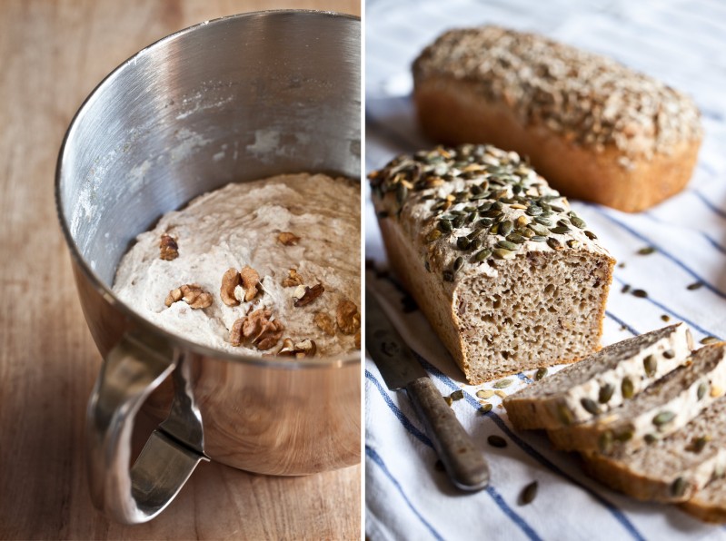 Celozrnný chléb bez hnětení