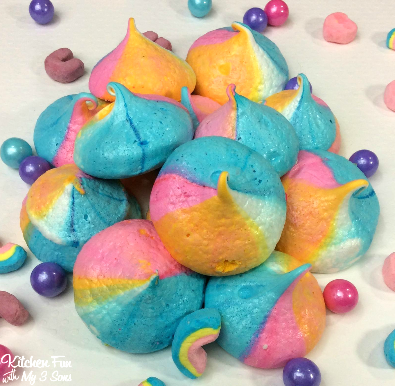 Unicorn Poop Cookies made with Rainbow Meringues Kitchen Fun With My
