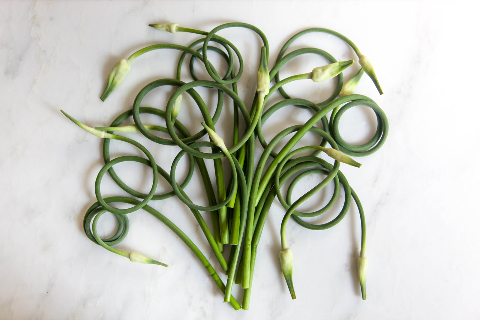 Garlic Scapes Sauteed with Olive Oil, Sea Salt & Freshly Ground Pepper