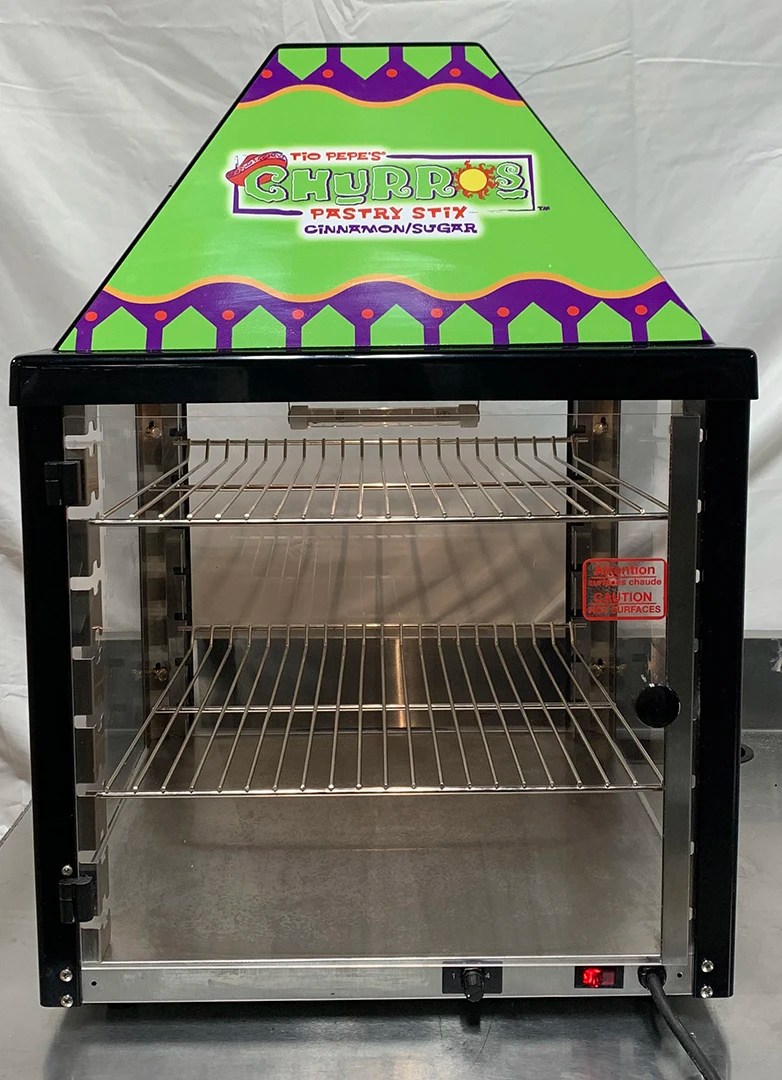 J&J JJ69016 Snack Foods Churros Pastry Warmer and 2 shelf Display