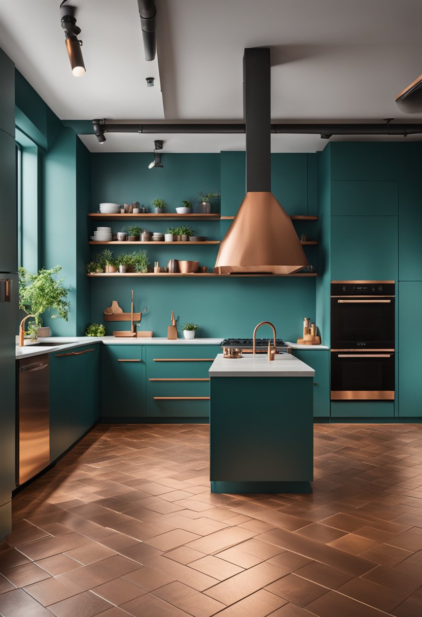 Teal and Copper Kitchen A Perfect Combination for a Modern Look Kitchen Informant