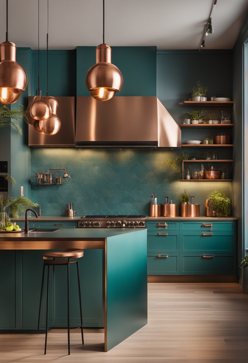 Teal and Copper Kitchen A Perfect Combination for a Modern Look