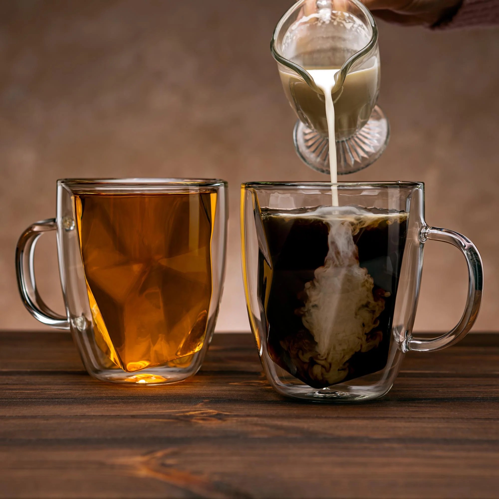 Double Wall Glass Coffee Mugs 16 oz Set of 2 Patent Pending Design