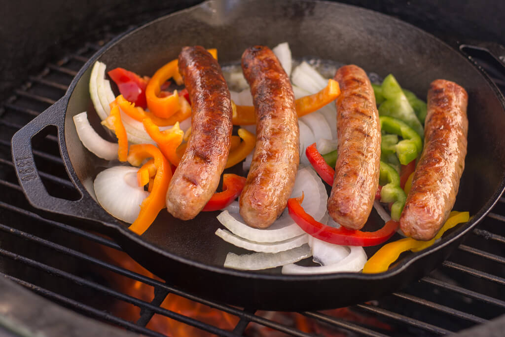 Grilled Sausage and Peppers in a Cast Iron Skillet! Kitchen Laughter