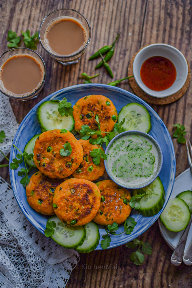 Sweet potato and peas tikki Kitchen Mai