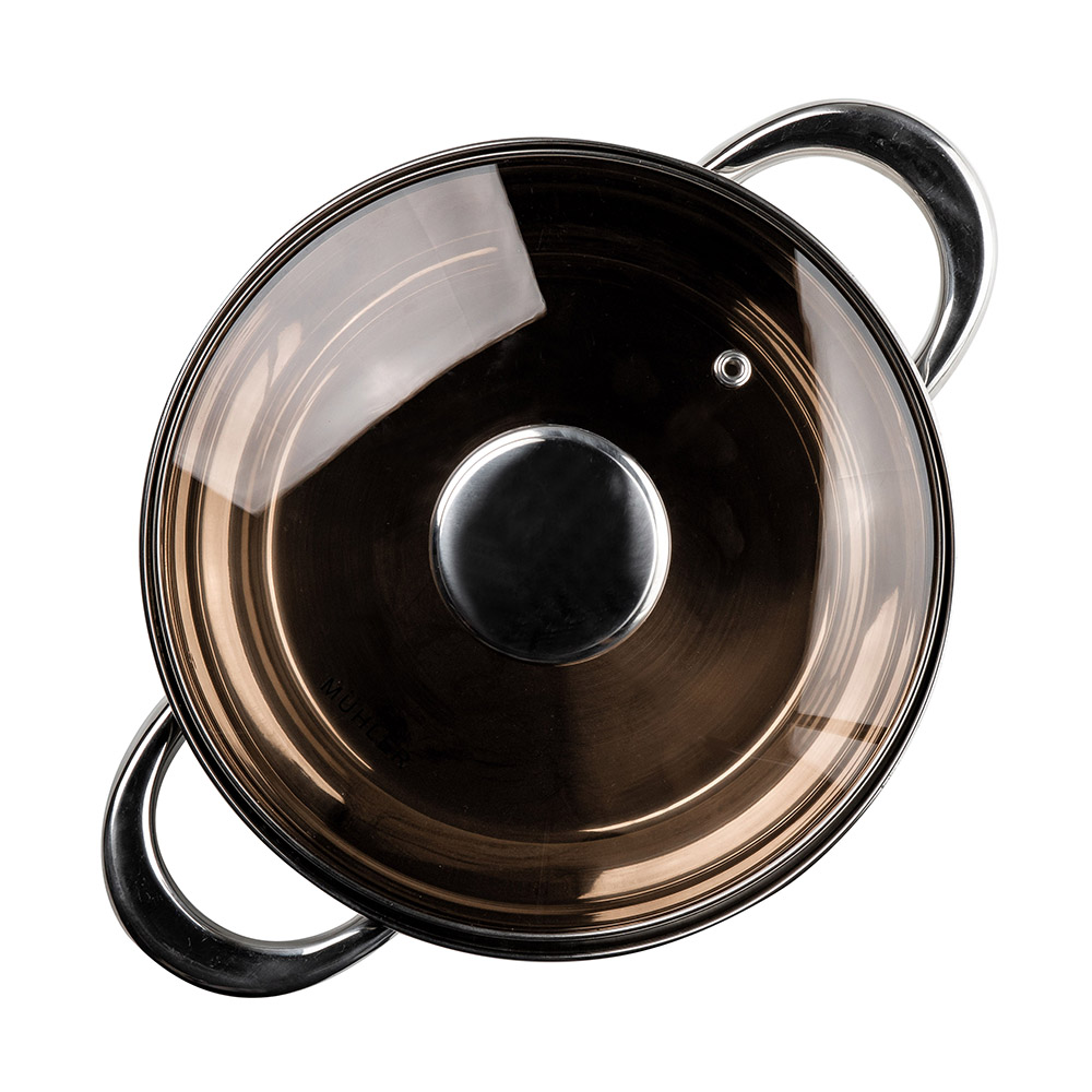 Cooking Pot Mühler, Brown Glass Lid / Stainless Steel / Various Sizes