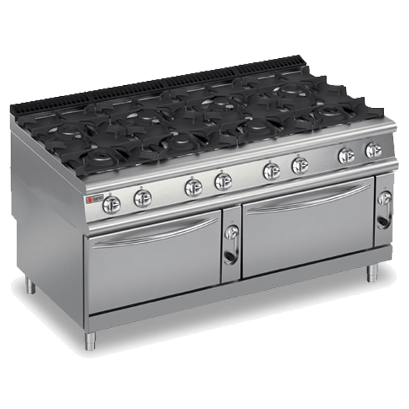 Baron Eight Burner Gas Stove +Two Gas Oven Q90PCF/G1605 Kitchen Setup Commercial Fridges