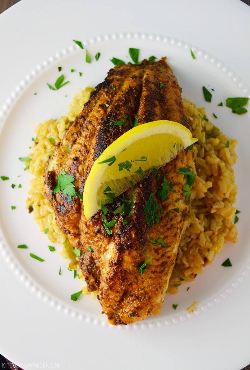 Blackened Catfish Over Cajun Rice Recipe Kitchen Swagger