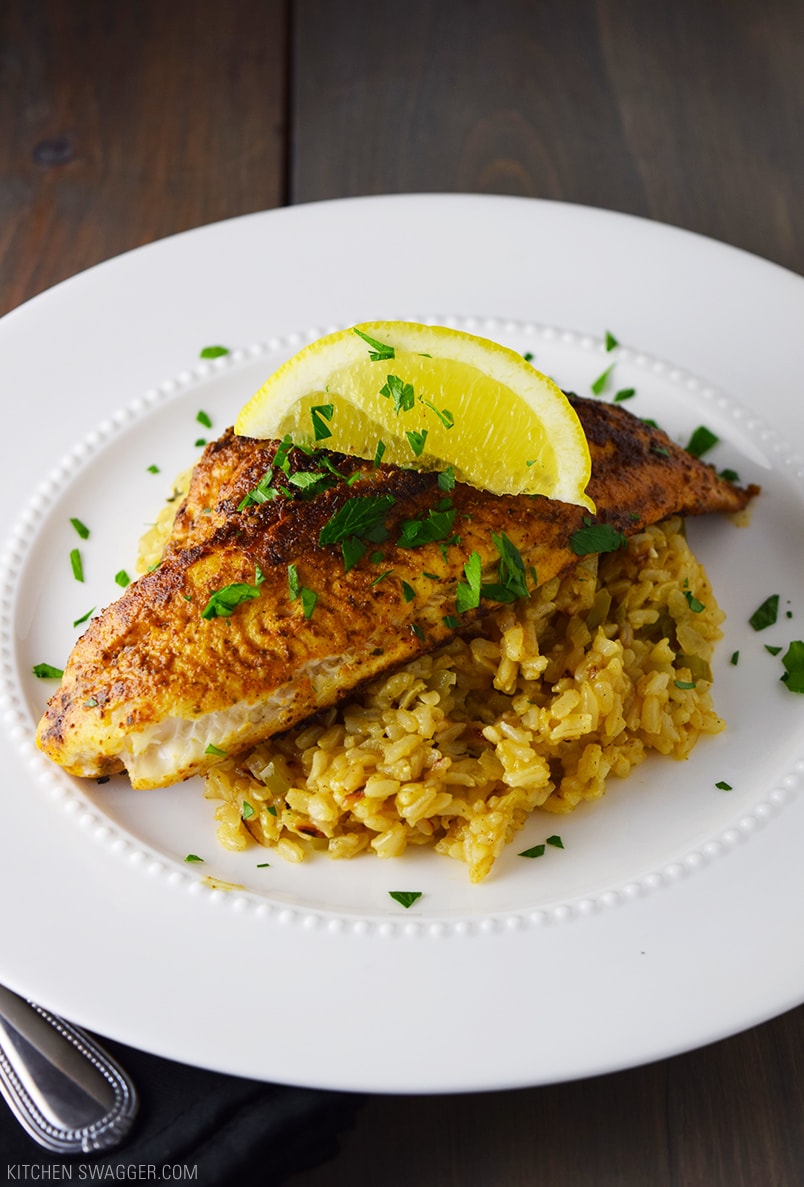 Blackened Catfish Over Cajun Rice Recipe Kitchen Swagger