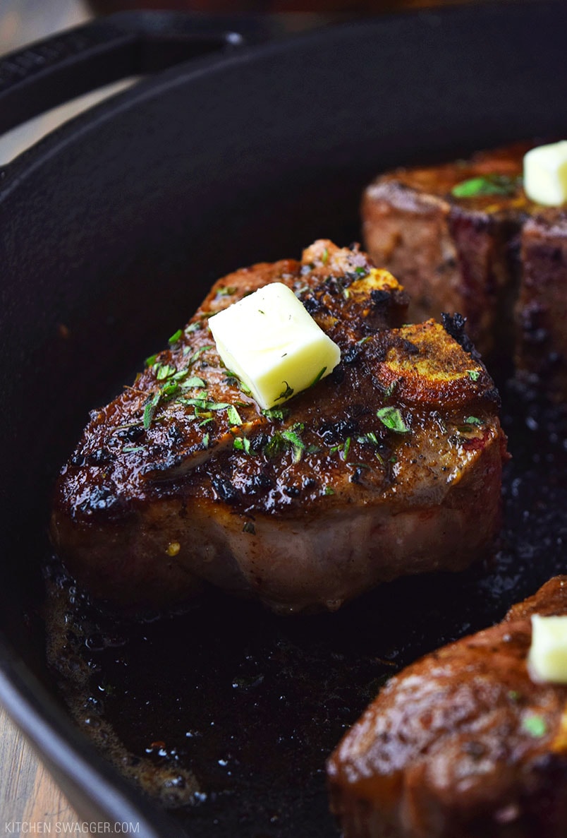 Cast Iron Lamb Loin Chops with Cognac Butter Sauce Recipe Kitchen Swagger