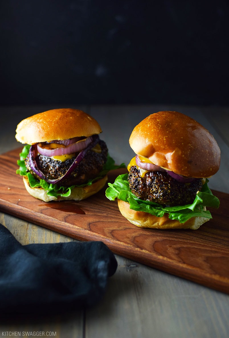 Pepper Crusted Blue Cheese Burgers Recipe Kitchen Swagger