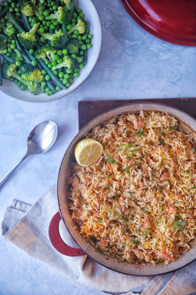 Lemony smoked salmon pilaf Kitchen Titbits