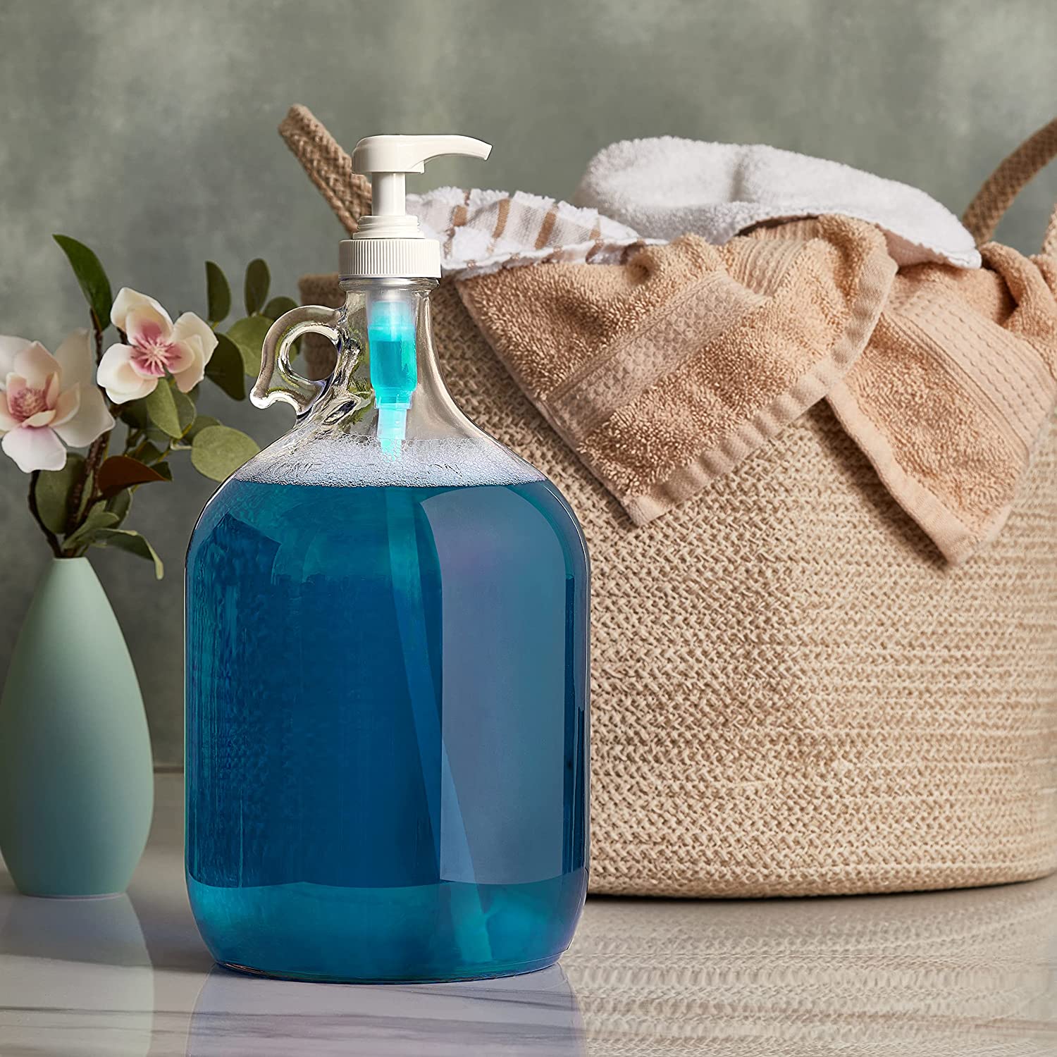 Gallon Glass Pump Dispenser Bottle Kitchentoolz