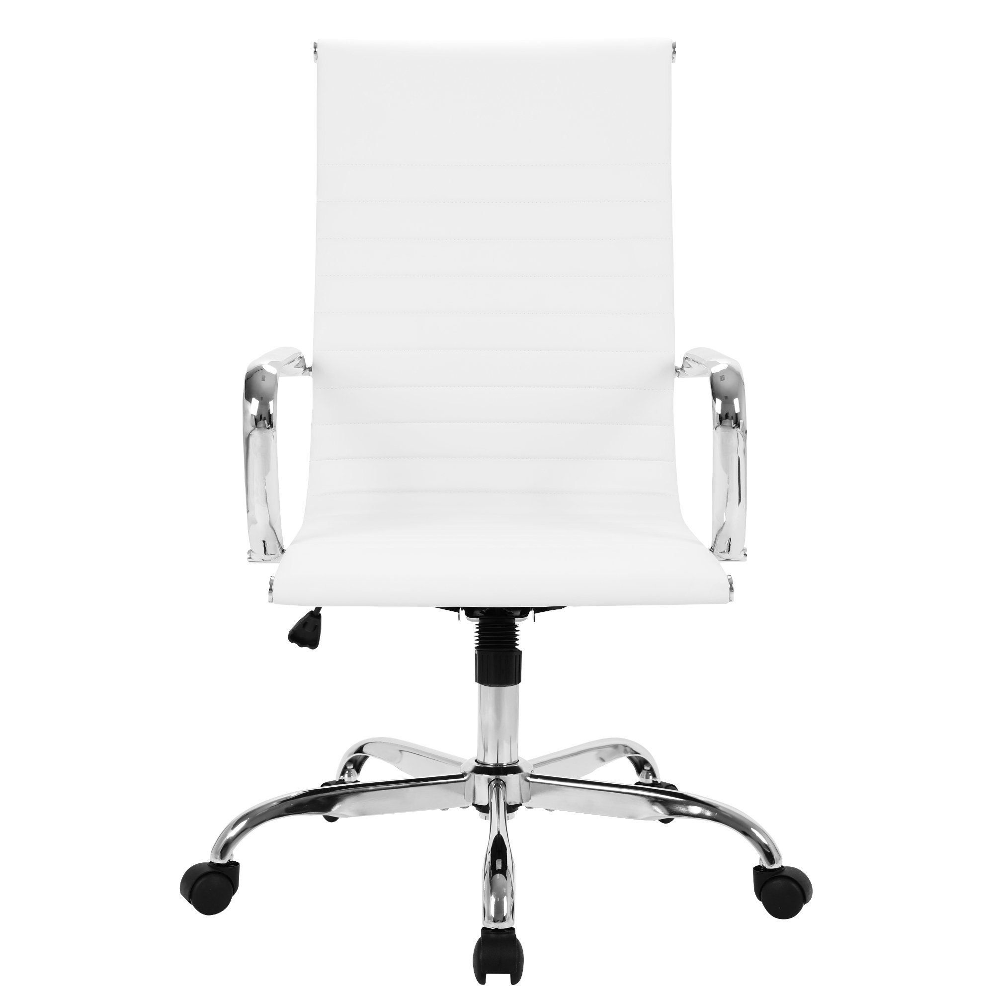 High Back Office Chair Home Desk Chair PU Leather White 9110HWHI