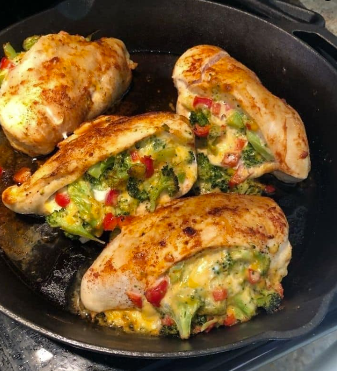 Chicken Breast Stuffed with Cheddar Cheese and Broccoli !! Kitch Me That