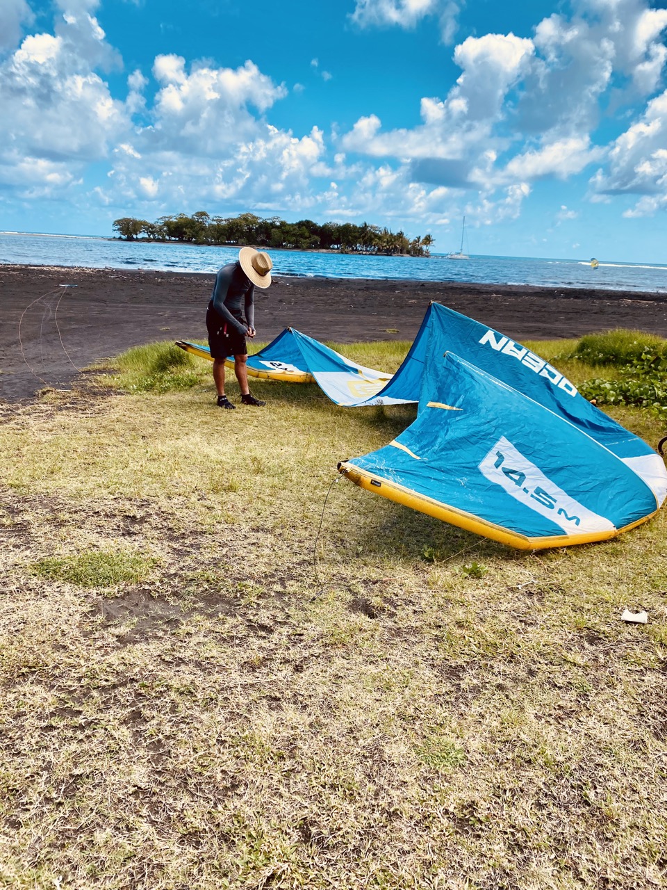 Kiteboarding in Tahiti on the Black Sandy Beaches of Hitimahana