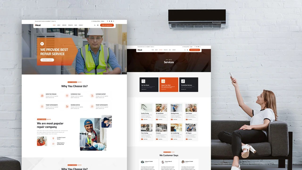 iHeat AC Servicing Elementor Template Kit KitPapa