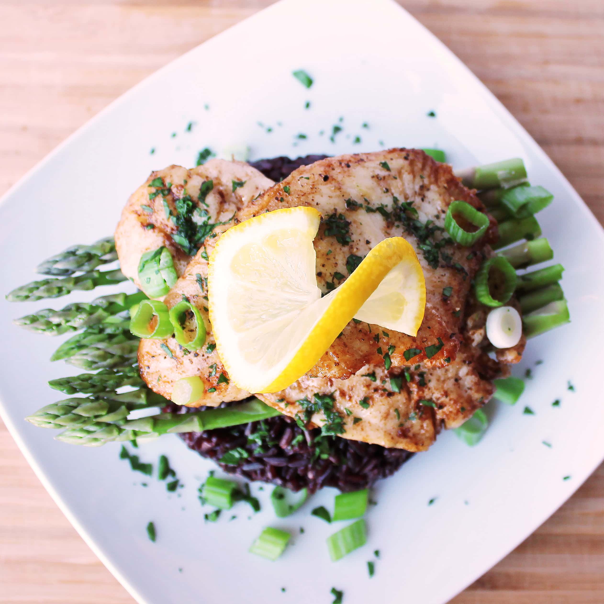 PanSeared Sea Bass with Asparagus and Black Rice Kit's Kitchen