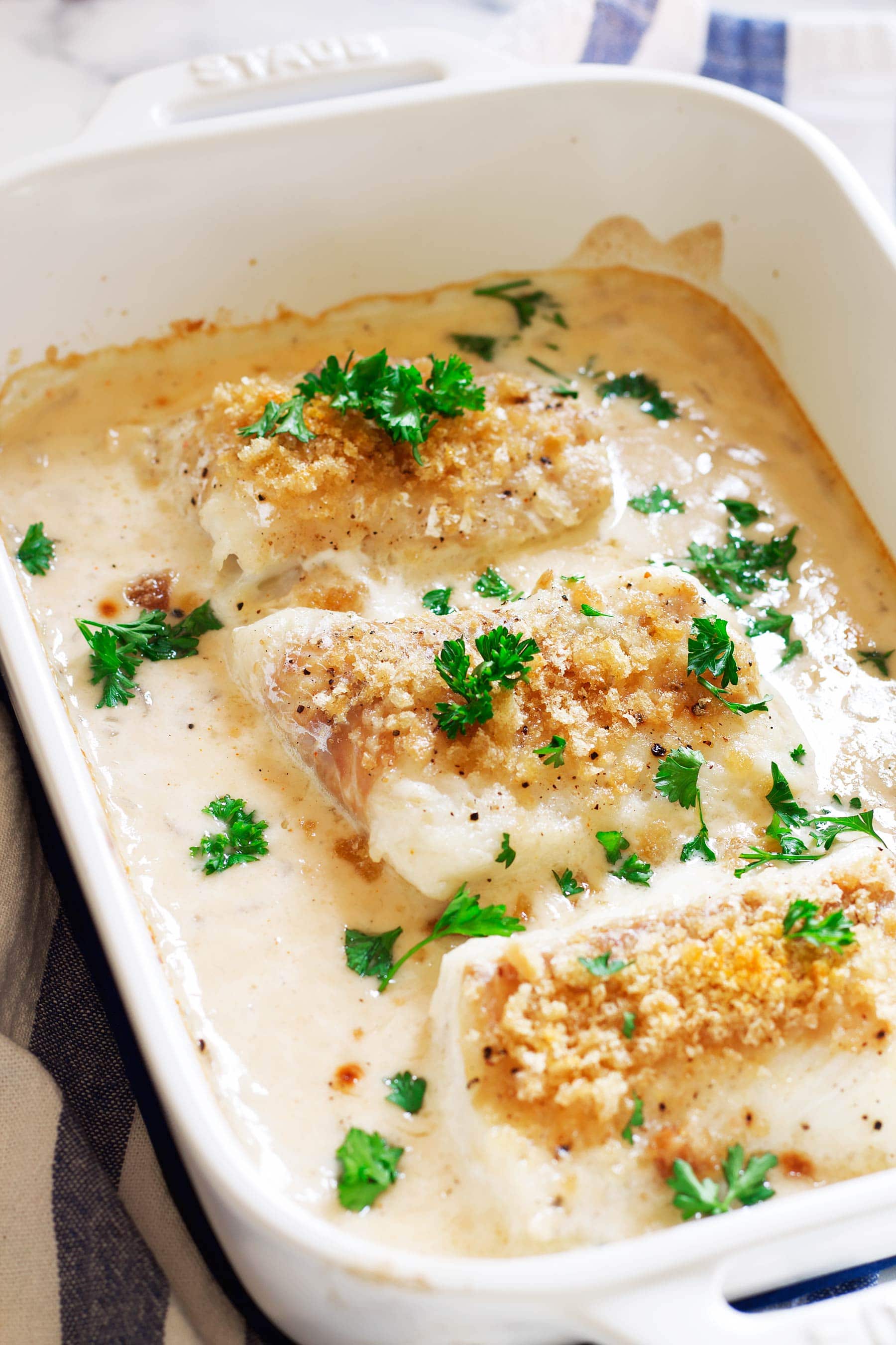 Creamy Lemon Garlic Baked Cod Kit's Kitchen