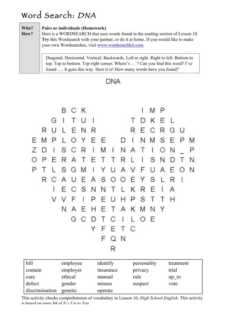 10 DNA Word Searches for You