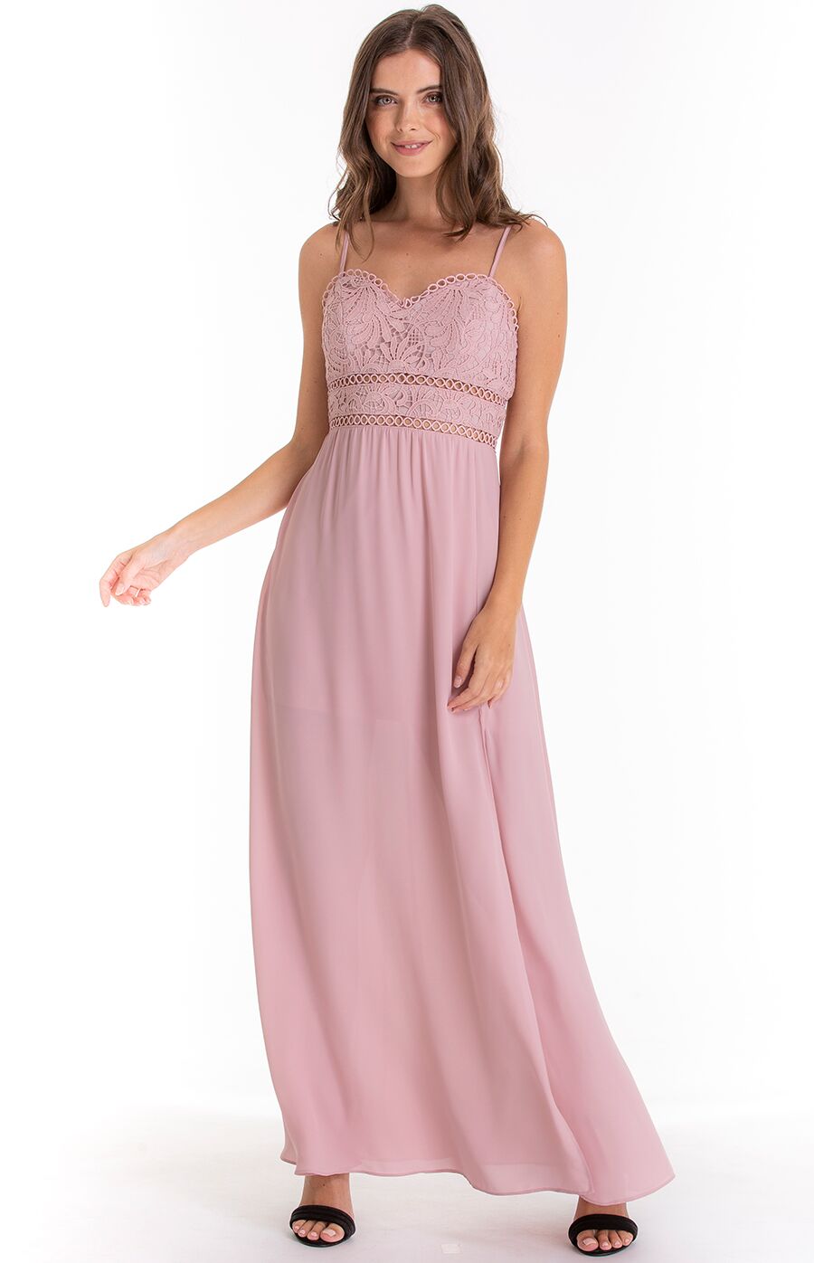 Jolene Lace Top Maxi Dress Blush Kitty Kat Klothing