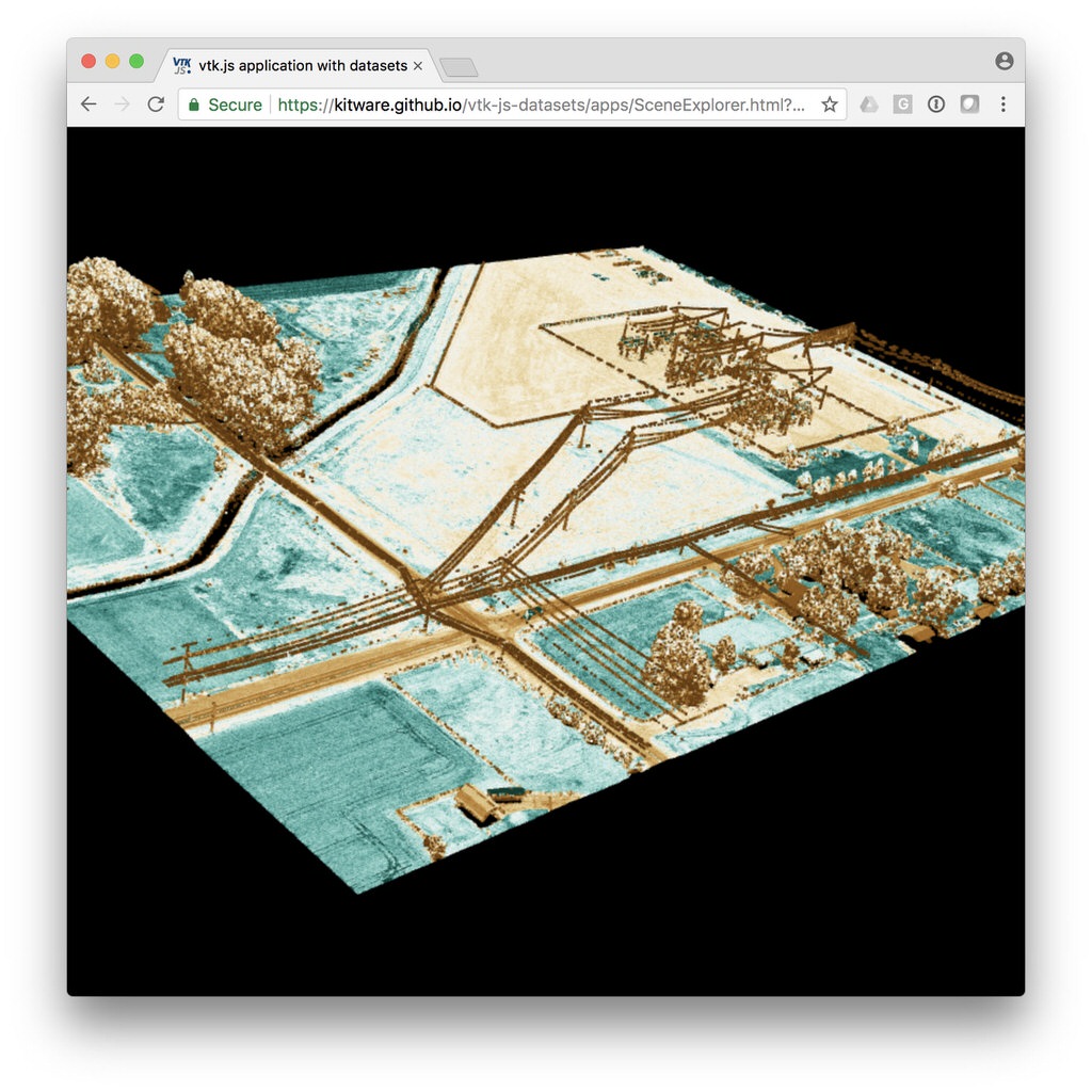 Scene Viewer vtk.js application with datasets