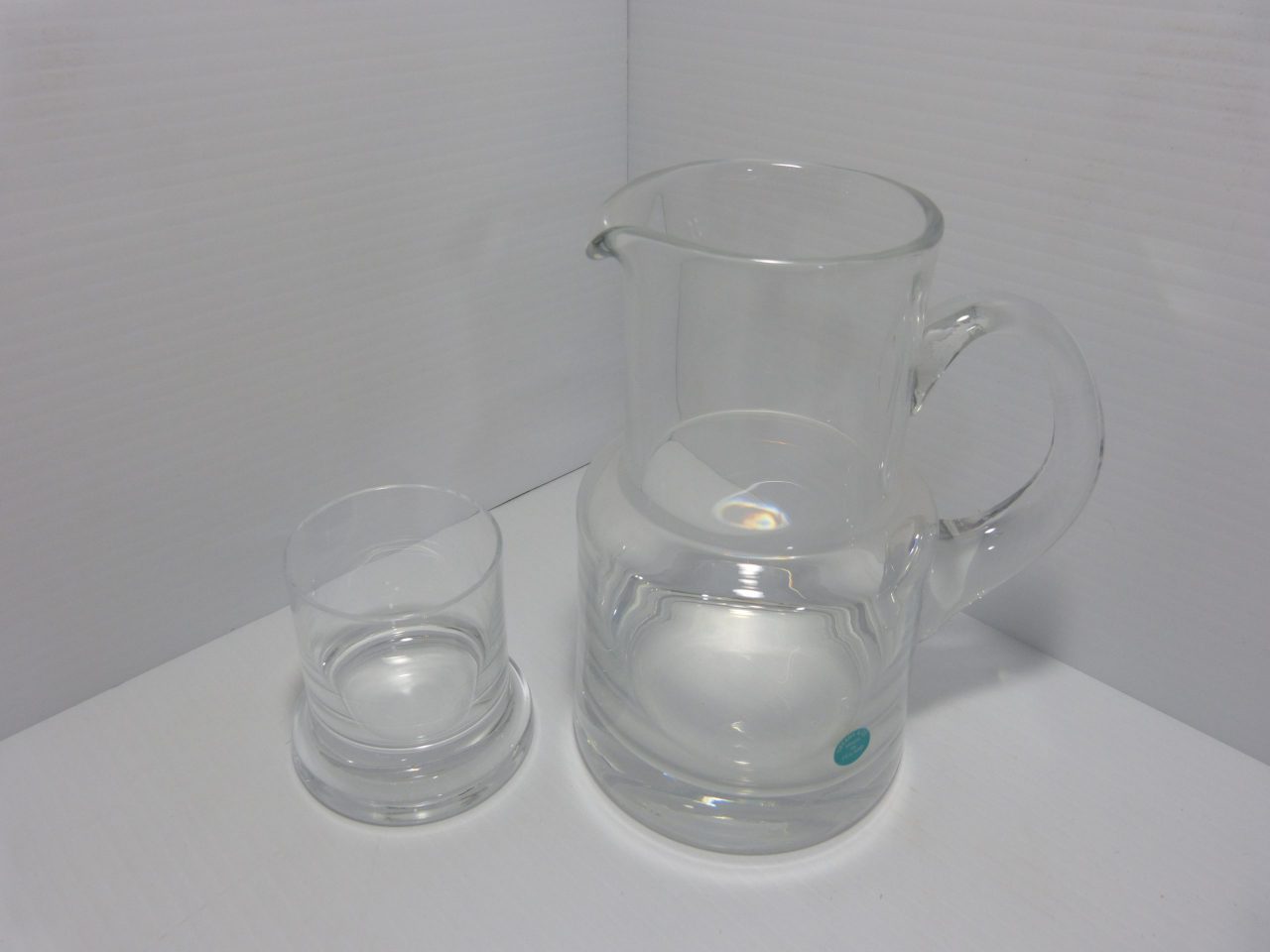Tiffany & Co Crystal Glass Bedside Water Pitcher Carafe Cup Set Signed