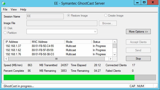 Ghostcast server network drivers