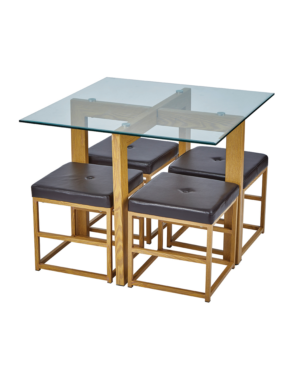 KJ Space Saver Cube Dining Set in Brown K&J Group