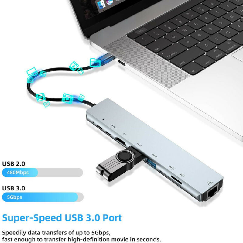 Multiport USBC HUB to 4K HDMI USB 3.0 Aux Adapter For