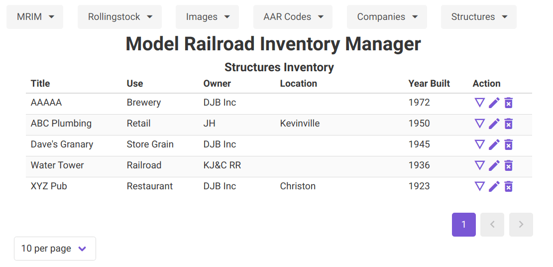 Model Railroad Inventory Manager (MRIM) KJ&C Railroad