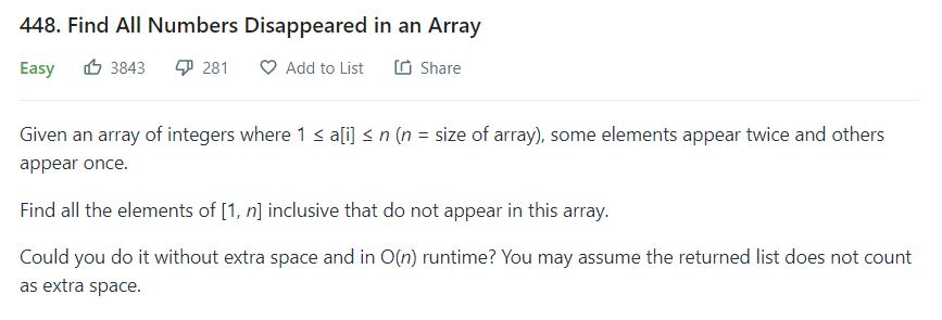 leetcode(리트코드)448Find All Numbers Disappeared in an Array MinSeok Kang