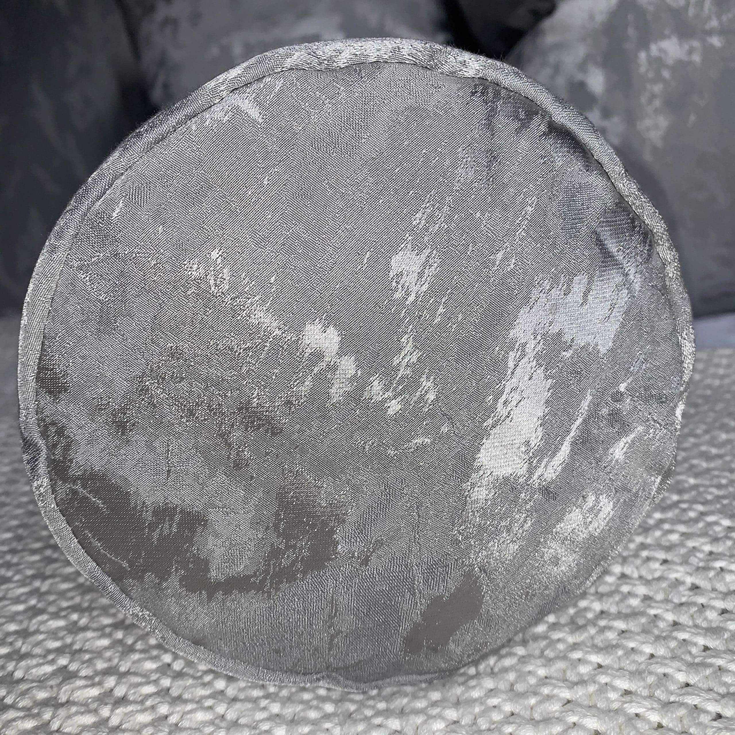 Luxury Tessere Bolster Cushion 16" x 6" / Metallic Grey Silver Pewter KK Pearl Decor