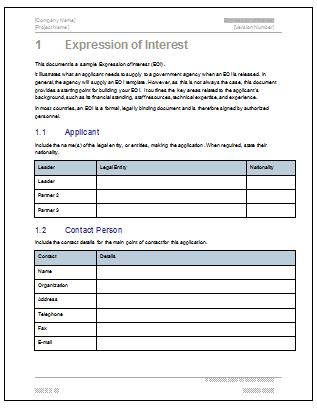 Expression of Interest (EOI) Templates (MS Word/Excel) – Templates