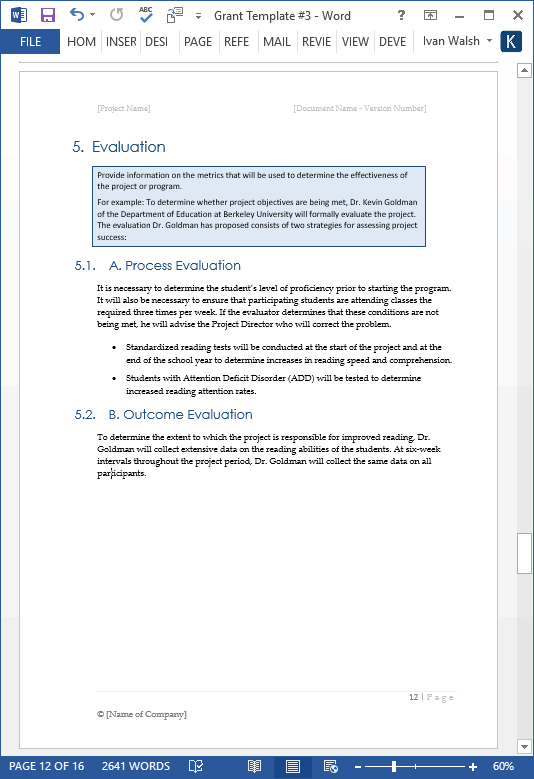 Grant Proposal Template (MS Word/Excel) Templates, Forms, Checklists