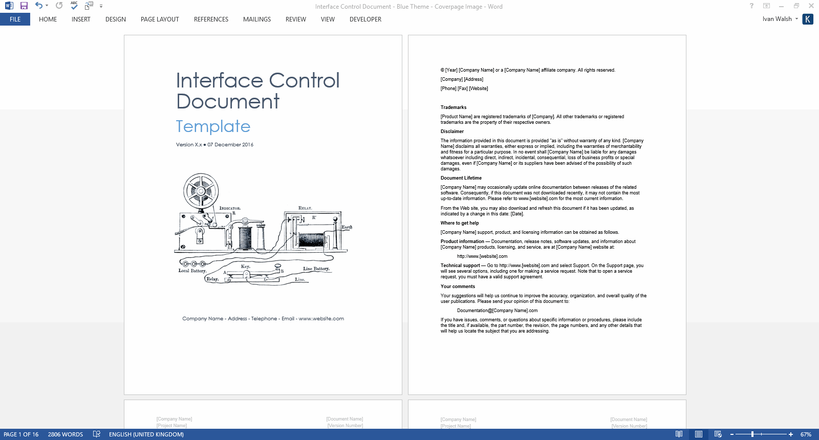 Interface Control Document Template (MS Word) Templates, Forms