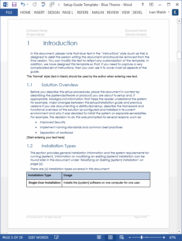User Guide Templates (5 x MS Word) Klariti