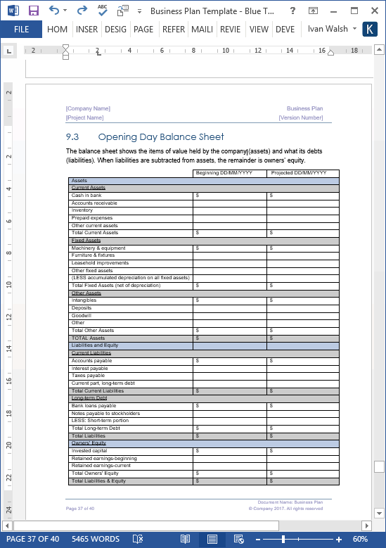 Business Plan Template (MS Office) Templates, Forms, Checklists for