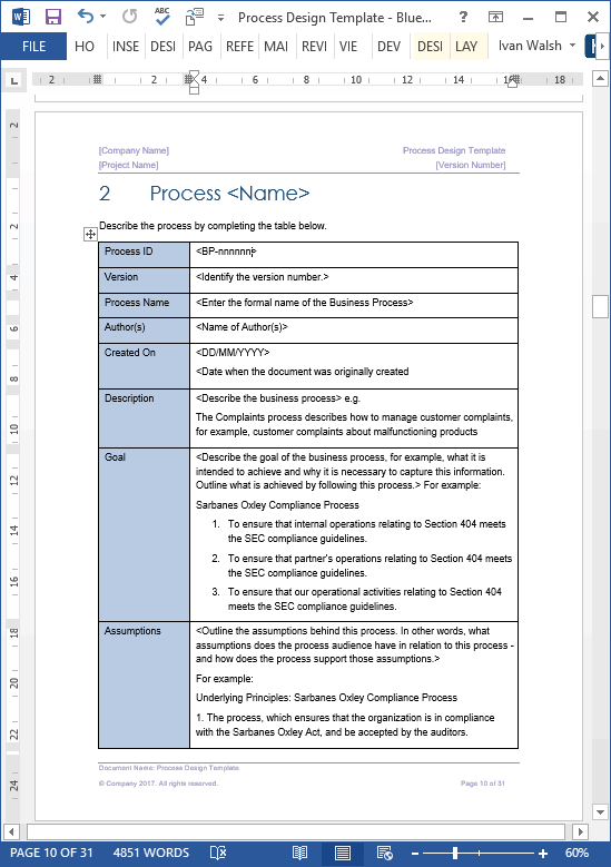 Business Process Design Templates (MS Office) Templates, Forms