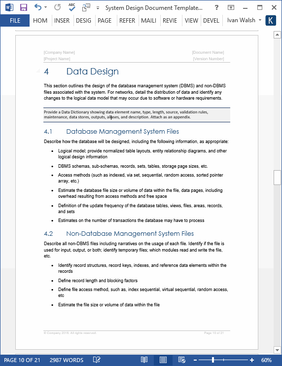 System Design Document Templates Templates, Forms, Checklists for MS Office and Apple iWork