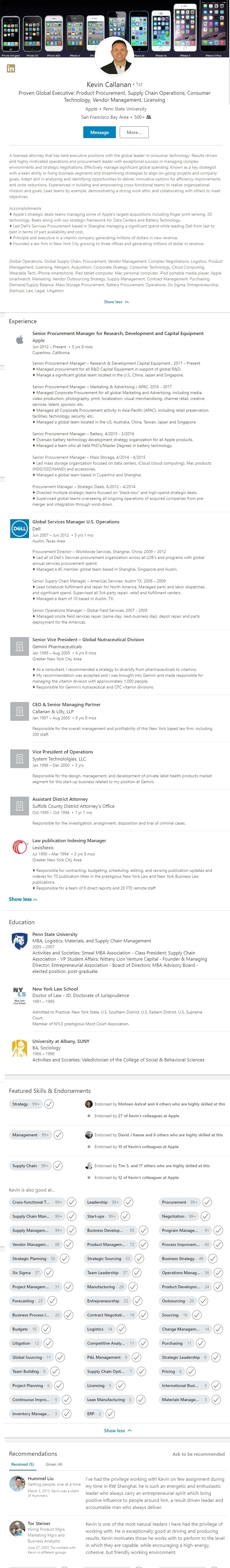 LinkedIn Profile Example Supply Chain Logistics