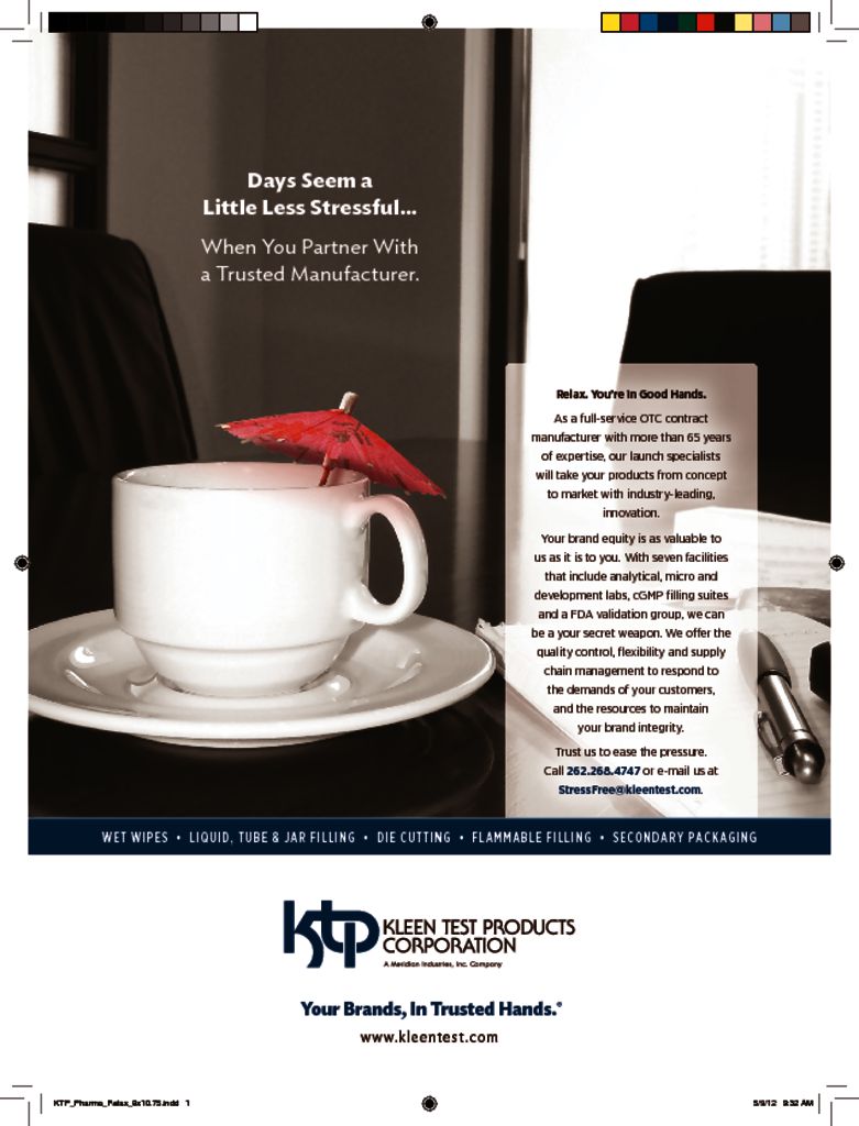 FullPage Ad Less Stressful Days Kleen Test Products Corporation