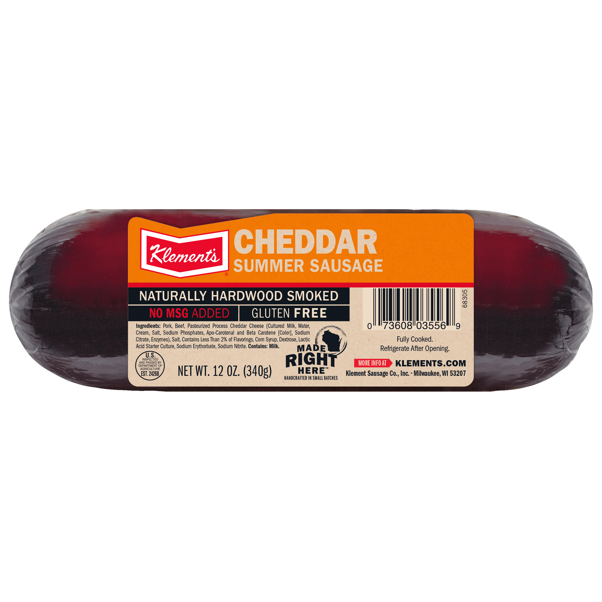 12 OZ Cheddar Summer Sausage Klement's