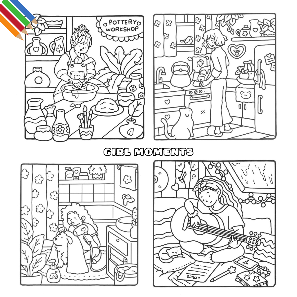 39 Dibujo para colorear Girl Moments Download Y imprimir gratis