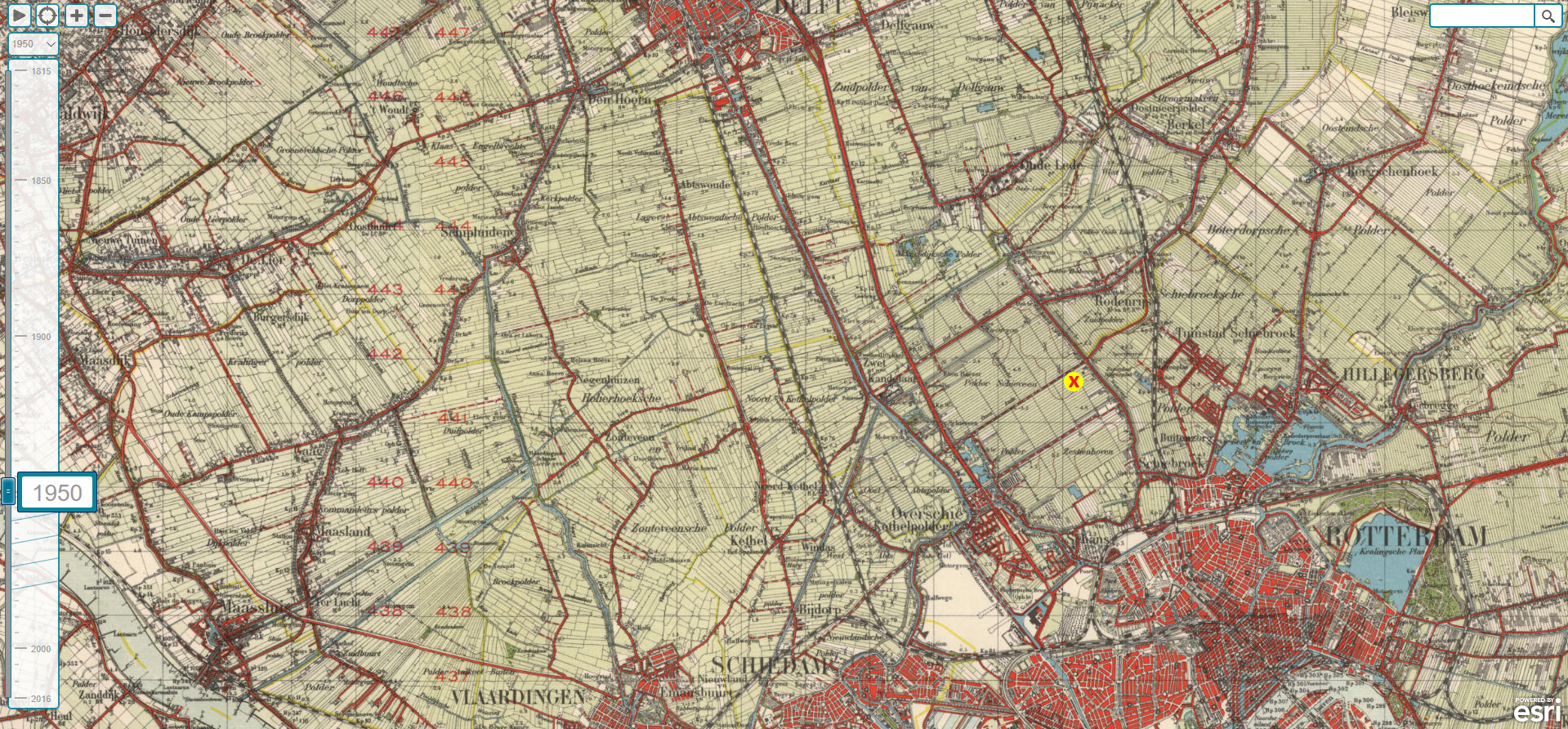 Kaart Rotterdam 1950 Verstedelijking en opwarming klimaatgek